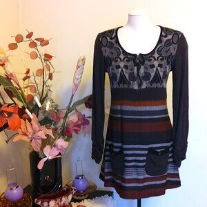 NWT DOLCEZZA Unique Designed Stretchy Cardigan Knit Dress Size M